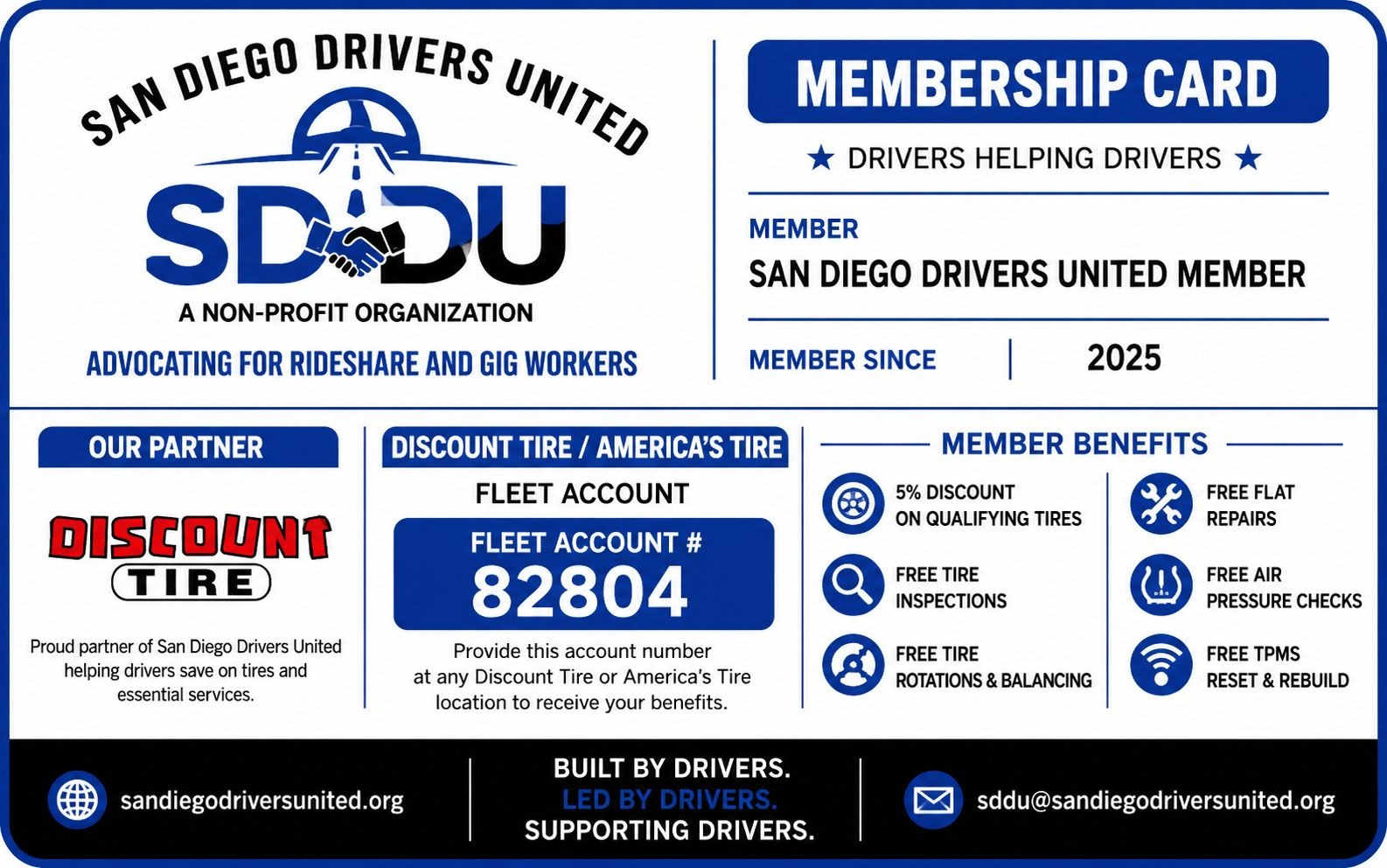 SDDU Discount Tire Membership Card