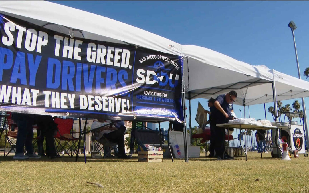 San Diego rideshare drivers rally for higher pay, airport fare minimums
