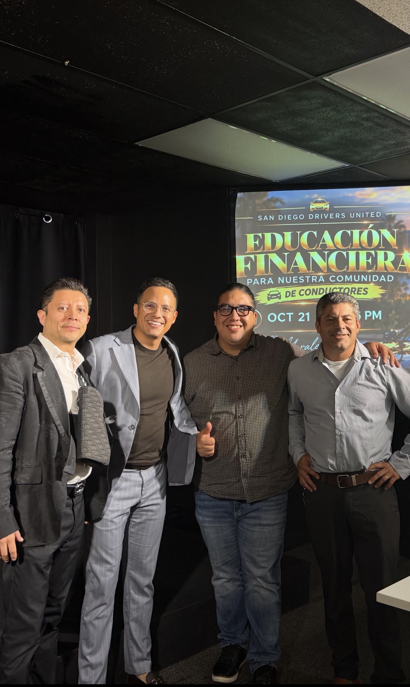 Drivers and presenters at the San Diego Drivers United financial education workshop.